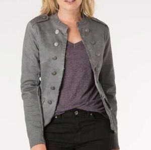 EUC Benetton Tween Size Small Gray Military Style Buttons Detail Jacket!!